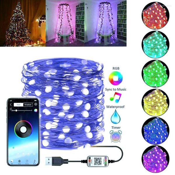 Cordas LED String Light Função de Memória Lâmpada de Controle Remoto À Prova D 'Água Ajuste de Brilho Decoração de Árvore de Natal Decoração de Casa