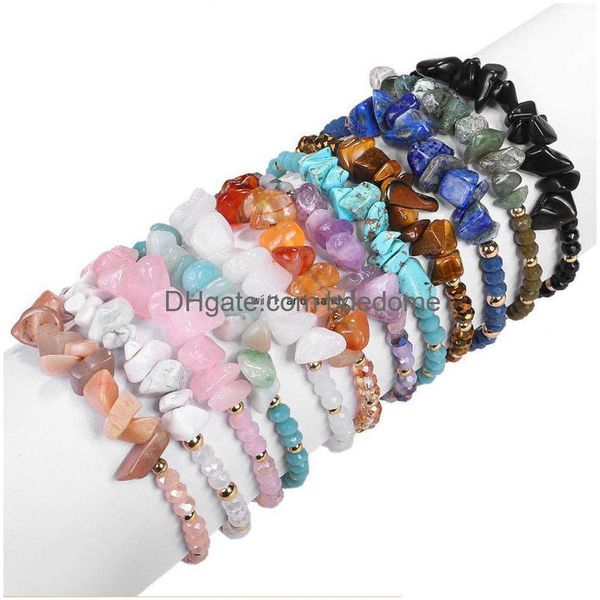 Charm Armbänder Tigerauge Amethyst Irregar Naturstein Verstellbares Armband Heilung Kies Kristall Aufstieg Perle Für Frauen Mädchen Mode Dhfnd