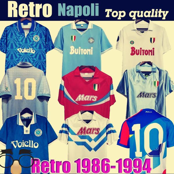 1987 1988 Napoli Retro-Fußballtrikots 87 88 Coppa Italia SSC Neapel Maradona 10 Vintage Calcio Napoli-Kits Klassische Vintage neapolitanische Fußballtrikots von 1986