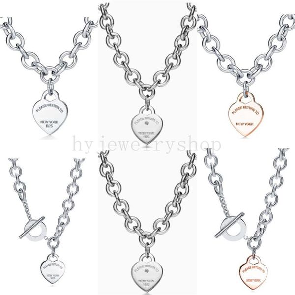 T ciondolo con tag cuore di design Collana bracciale orecchini con perno gioielli in argento sterling 925 Donna donna Design Luxury Wedding Party265R