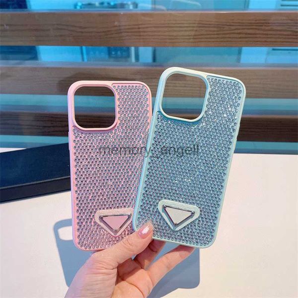 Casos de telefone celular Designer Phone Cases Mobile Phone Case para iPhone 14 Pro Max 13 12 11 Luxo Mulheres Mens Azul Rosa Brilhante Phonecase Capa Protetora Shell HKD230914