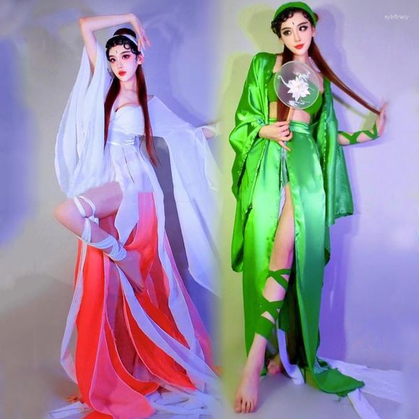 Bühnenkleidung Frauen Chinesische Traditionelle Tanzkostüme Leistung Altes Hanfu-Kleid Show Festival Outfit Rave-Kleidung XS6547