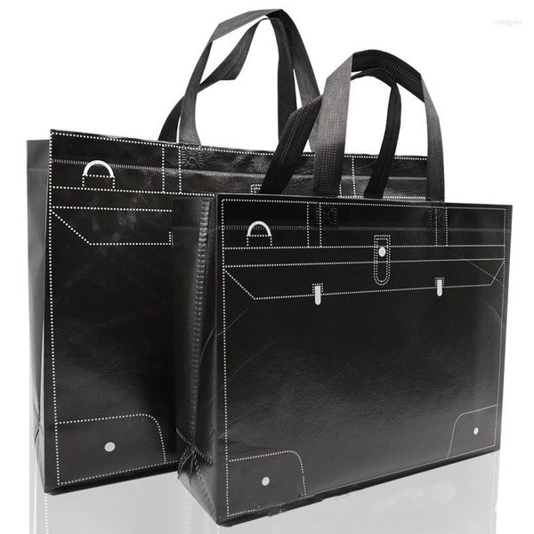 Sacos de compras preto branco bolsa moda bolsa reutilizável multi-tamanho eco amigável saco de ombro de armazenamento de viagem