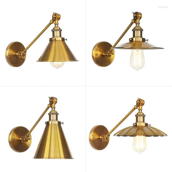 Настенный светильник, современный ретро-лофт, винтажный светодиодный кронштейн, золотой оттенок, Эдисон, промышленный светильник, бра, аппликации, настенная роспись, зеркальный светильник