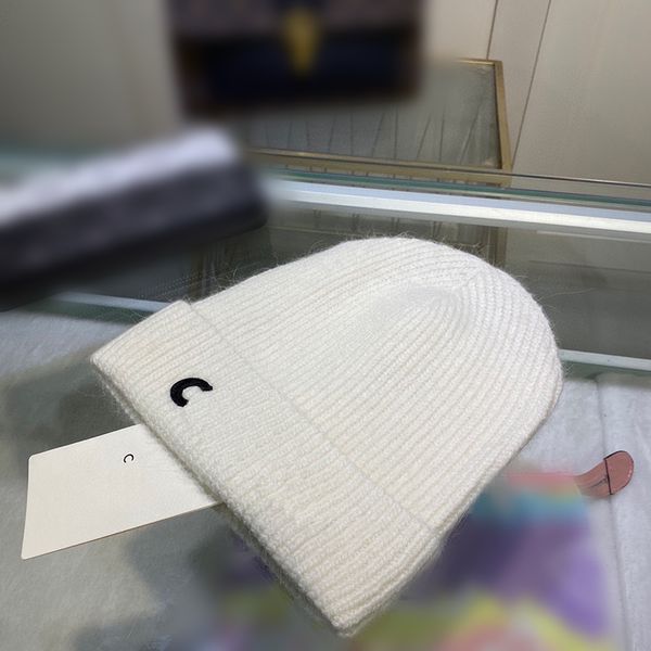 Mulher de luxo chapéu de lã marca sólida carta casual malha gorro chapéu inverno casal térmico ski crânio designer moda rua chapéus 8 cores