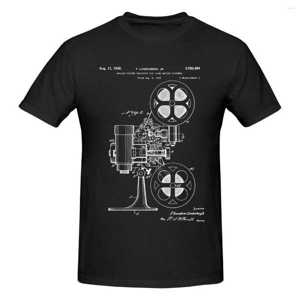 Herren T-Shirts Film Student Projektor Patent Shirt O-Ausschnitt Baumwolle Kurzarm