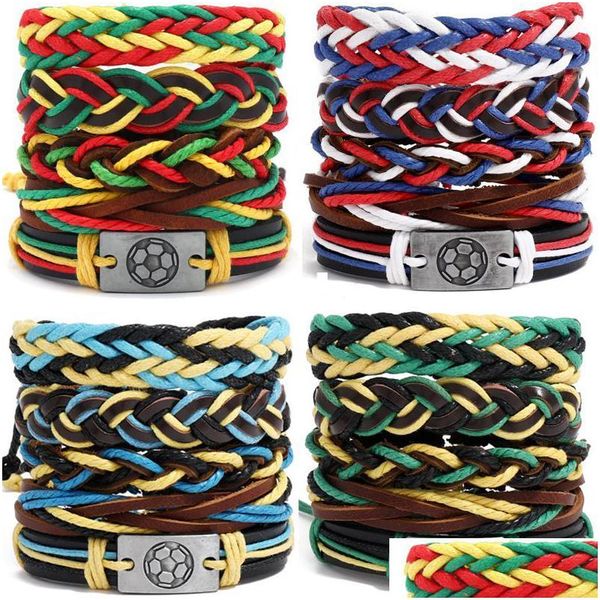 Braccialetti con ciondoli Bracciale in pelle con bandiera da uomo regolabile punk per gioielli fatti a mano vintage maschili Consegna a goccia Dhvai