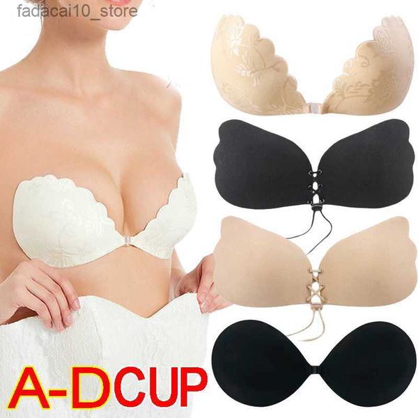 Almofada de mama nova renda invisível sutiã nu push up pasta de peito sexy pastoso silicone invisível adesivo de peito feminino biquíni casamento dropship q230914