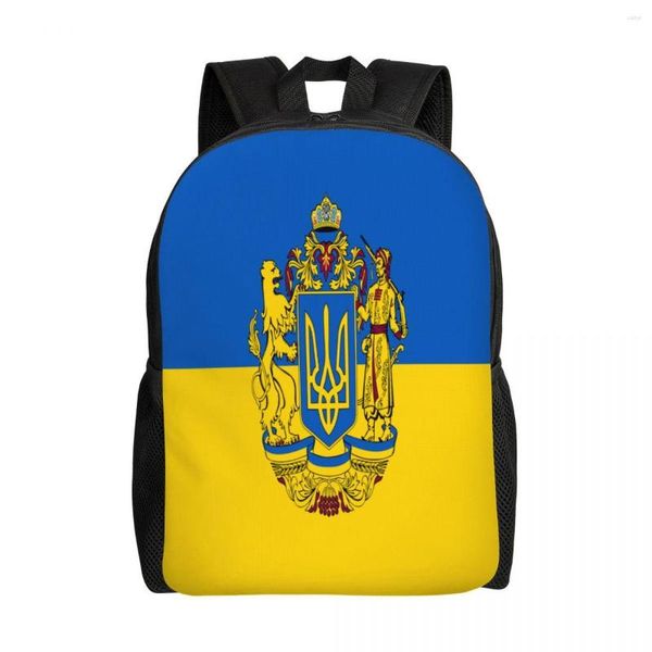 Mochila saco escolar 15 polegadas laptop casual ombro bagpack viagem bandeira da ucrânia impressão mochila