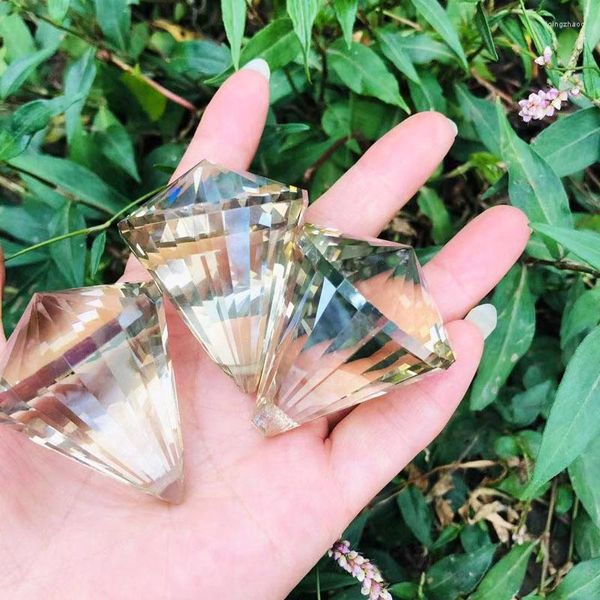 Lustre de cristal 5 peças 40mm champanhe cristal prisma contas diamante suncatcher reflexos iluminação pingente k9 decoração de casa