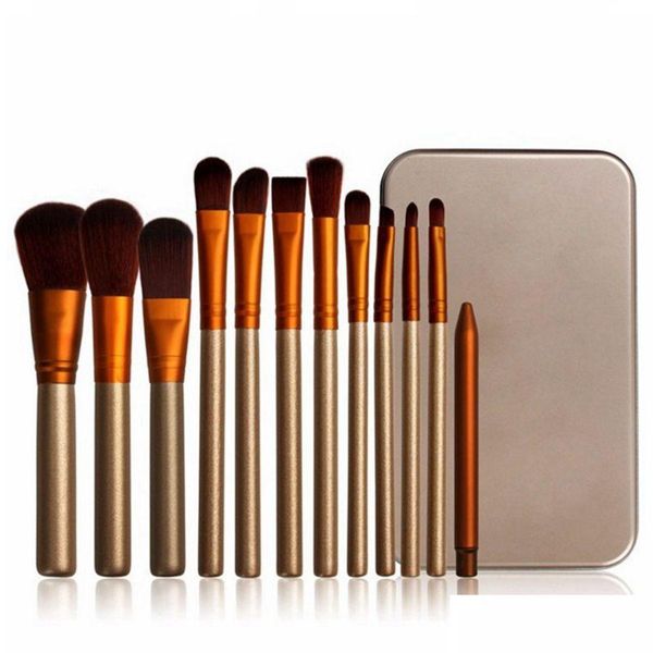 Make-up Pinsel Holzgriff Set Foundation Eyeliner Lidschatten Kit Kosmetische Werkzeuge mit Box 12 teile/satz RRA780 Drop Lieferung Gesundheit Schönheit DHP47