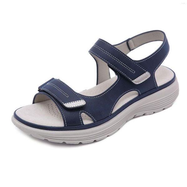 Sandalen Sommer 2023 Pu-Leder Frauen Open Toe Wedge Große Größe Sandale für