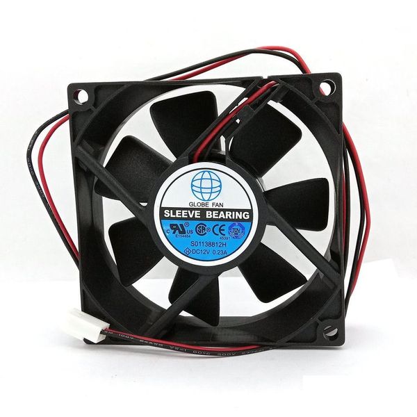 Fãs Coolings New Original Globe Fan S01138812H DC12V 0.23A S01138812M 80x80x25mm Computador Cooling Drop Delivery Computadores Networking DHD1I