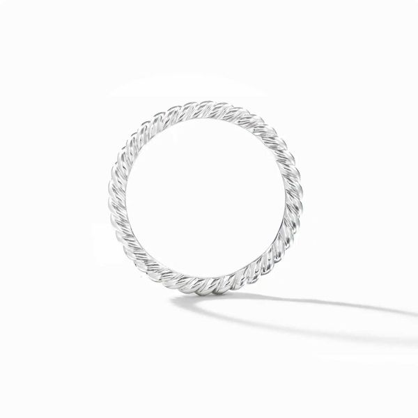 Designer DY Anel Luxo Top Minimal Personalidade Fried Dough Twists Anel S925 Sterling Silver Cable Anel de Casamento 2.45mm Moda Jóias Acessórios Jóias