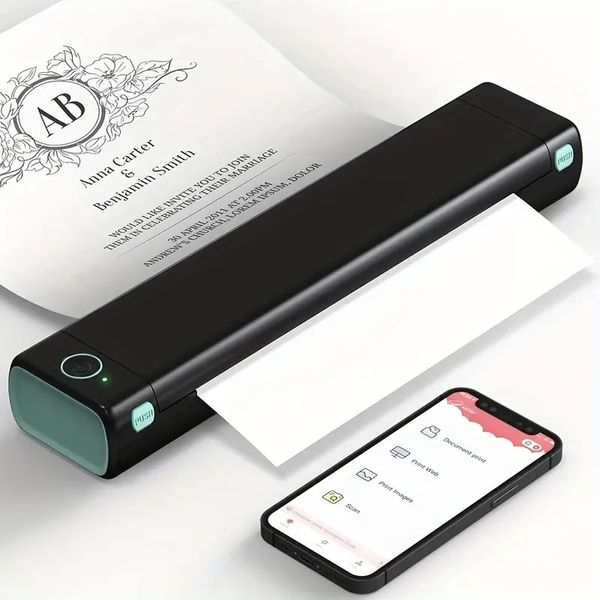 Портативный принтер M08F-Letter, поддержка печати на бумаге формата Letter, бумага 8,5 x 11 дюймов, беспроводной термопринтер без чернил для путешествий, транспортных средств, офиса