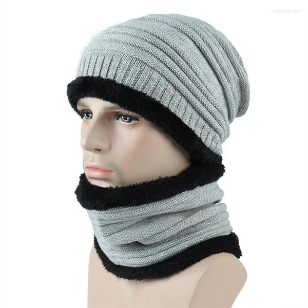 Berets Winter Männer Hut Schal Mischung Farbe Chemo Hüte Frauen Falten Kappe Warme Damen Gestrickte Beanie Samt Wrap Casual Hip-Hop Skullies