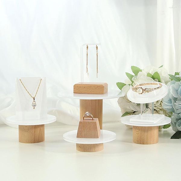 Sacchetti per gioielli Fondo in legno di alta qualità Vassoio organizzatore Bracciale Collana Porta anelli Piatto Ciondolo in plastica Hoder per vetrina del negozio