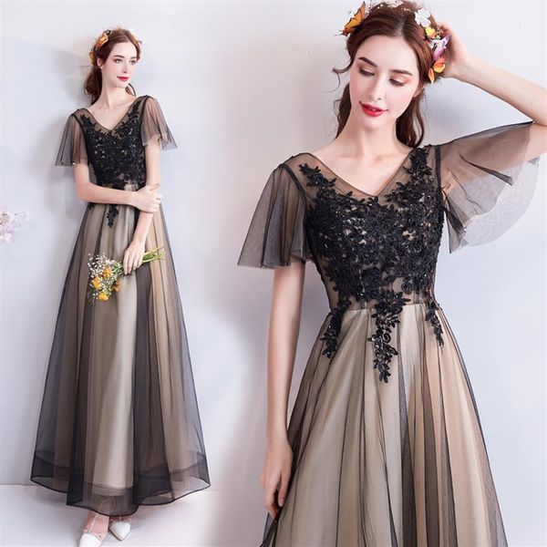 Abiti da ballo vintage 2020 Applique in pizzo con perline maniche a sbuffo Abiti da sera Tulle Abiti lunghi eleganti da laurea Festa di ritorno a casa 240V