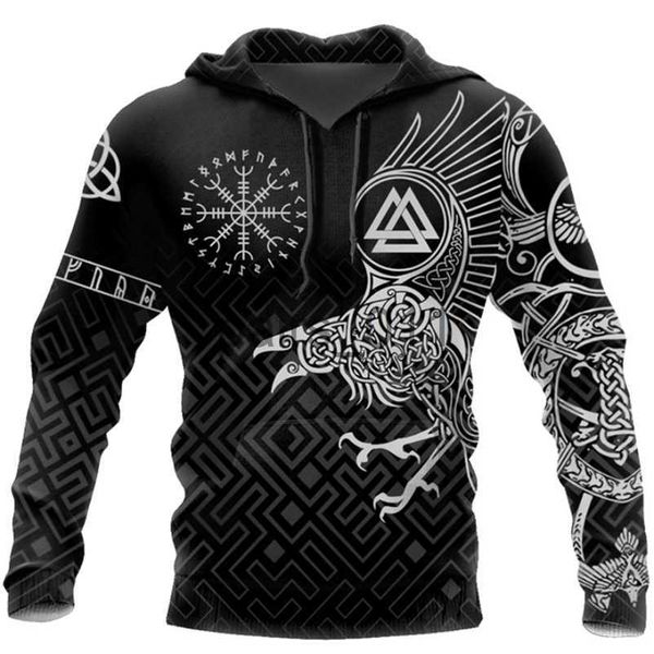 Moletom com capuz masculino moletom viking tatuagem 3d impresso homens hoodies harajuku moda moletom com capuz outono unisex rua moletom sudadera hombre WS-119 211116 x0914