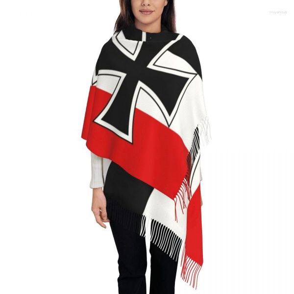 Ethnische Kleidung Luxus-Flagge des Deutschen Reiches Quastenschal Damen Winter Warme Tücher Wraps Lady Naval Patriotische Schals