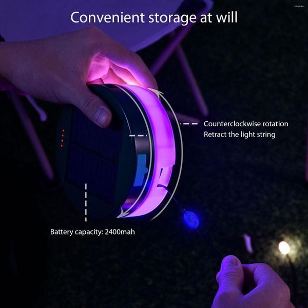 Cordas RGB IC Party Atmosfera Luz 5V 2.5W Solar Fairy String Luzes Tipo-C Alimentado IP65 9 Modos com Caixa de Armazenamento para Jardim