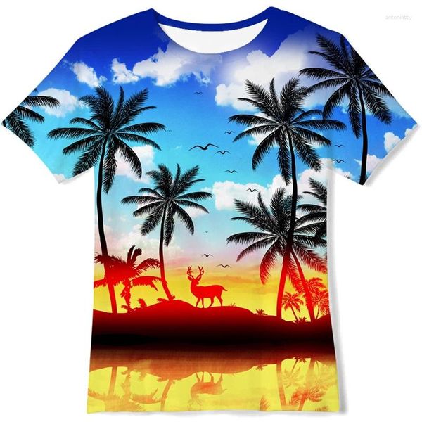 Magliette da uomo Divertenti abbigliamento casual unisex per uomini e donne T-shirt da strada cool alla moda estiva Hawaii Beach con stampa 3D