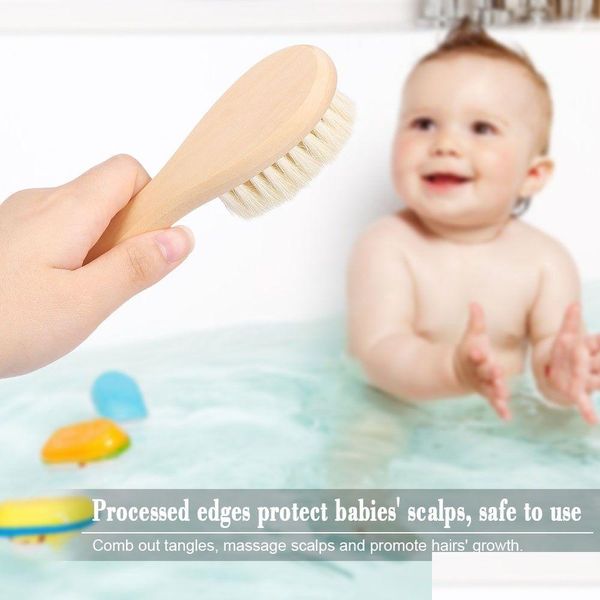 Saç fırçaları Yeni bebek fırçası tarak ahşap tutamağı yeni doğan çocuk saç fırçası yumuşak yün kafa derisi mas damla dağıtım ürünleri bakım stil dhldq