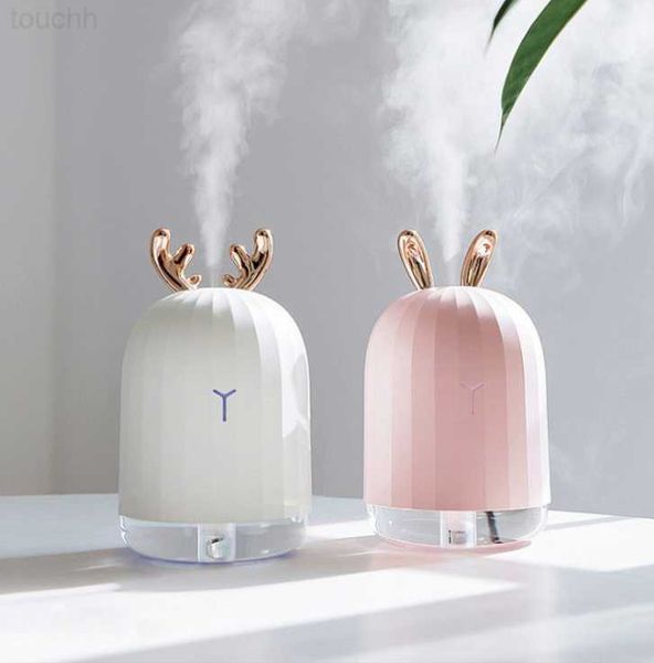 Umidificadores Epack 220ML Difusor de óleo essencial Ultrasonic Air Humidifier Aroma para Home Car USB Fogger Mist Maker com LED Night Lamp Branco Rosa L230914