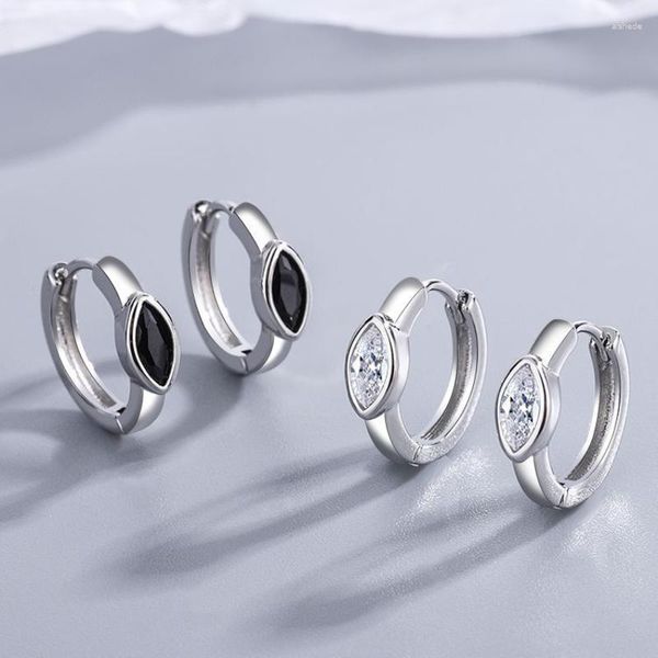 Серьги-кольца с фабрикой, прямой кубический циркон, один бриллиант, простой компактный, с геометрическим узором, черный, женский
