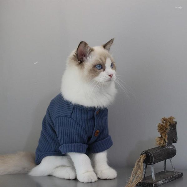 Trajes de gato em torno do pescoço camisa siamês fantoche sem pêlos roupas teddy schnauzer bixiong pome pet gatos roupas gatinho
