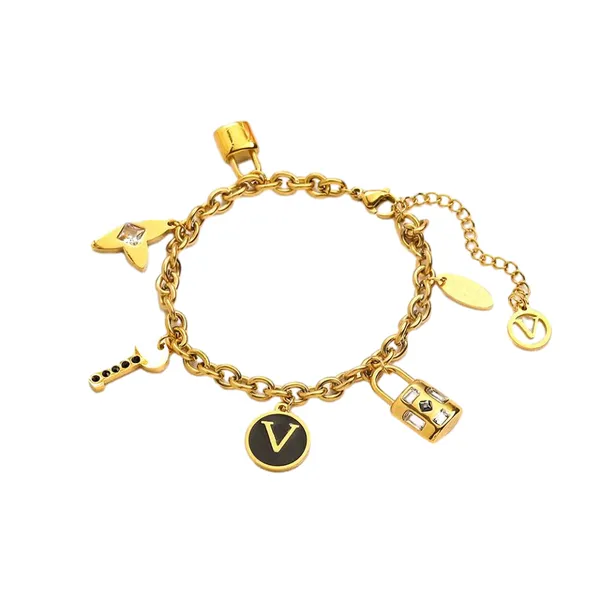 2023 neuer Stil modische klassische Armbänder Designer Schmuck Frauen Armreifen 18k Gold plattiert Edelstahlkristallliebhaber Geschenk Armband Manschettenkette