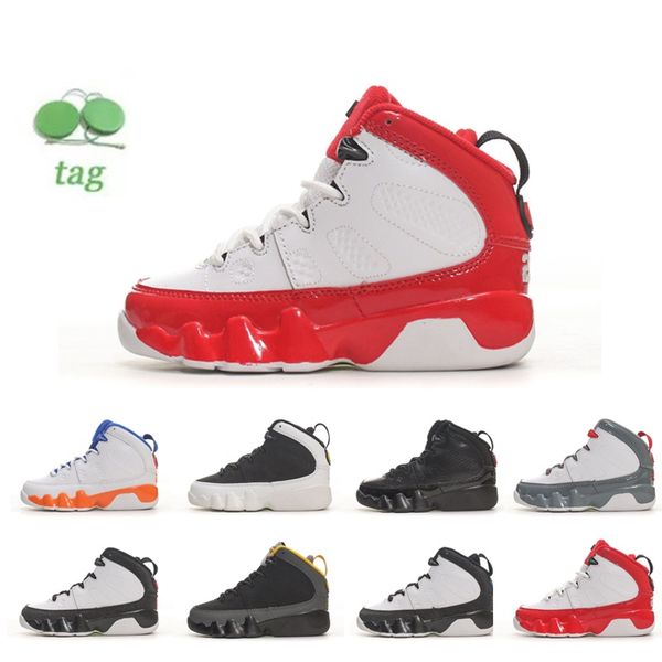 9s Kids Basketball Shoes 9 Criança Sapatilhas Ginásio Red Space Jam UNC University Gold Black Cat Meninos Meninas Crianças Treinadores Juvenis Sneaker Plataforma Sapato