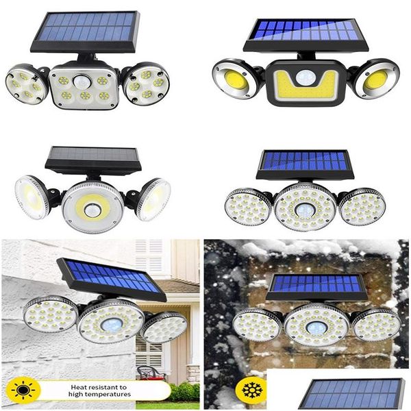 Außenwandleuchten Solarlampe mit Bewegungssensor 3-Modus-Sicherheitslichter Drahtloses 70-LED-Flutlicht Wasserdicht Geeignet für Garage AIS Dh2Jk