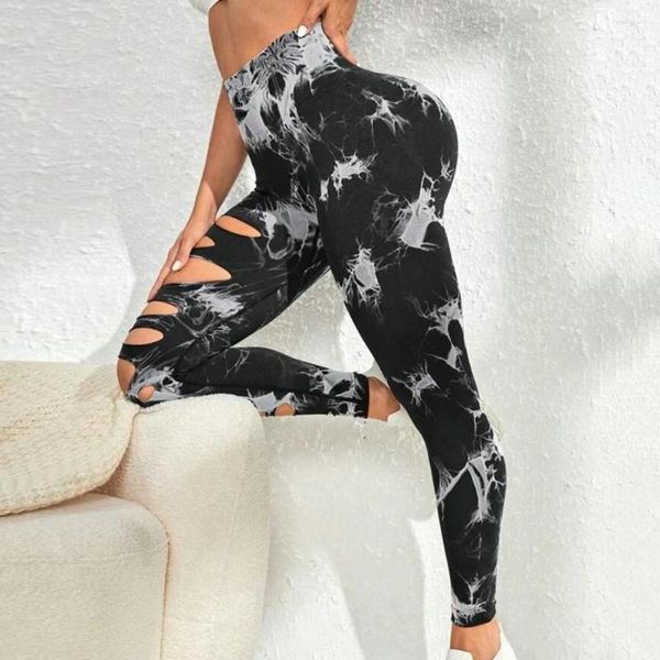 Pantaloni attivi Leggings da yoga a vita alta Tie Dye da donna con effetto push up per il sollevamento dei fianchi per la palestra, la corsa, gli sport alla moda