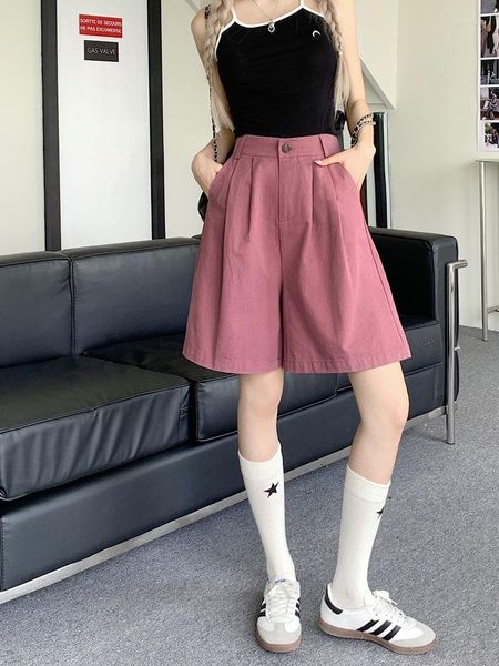 Pantaloncini da donna estate Casual 2023 Streetwear cotone gamba larga femminile vita alta pantaloni corti dritti al ginocchio semplici