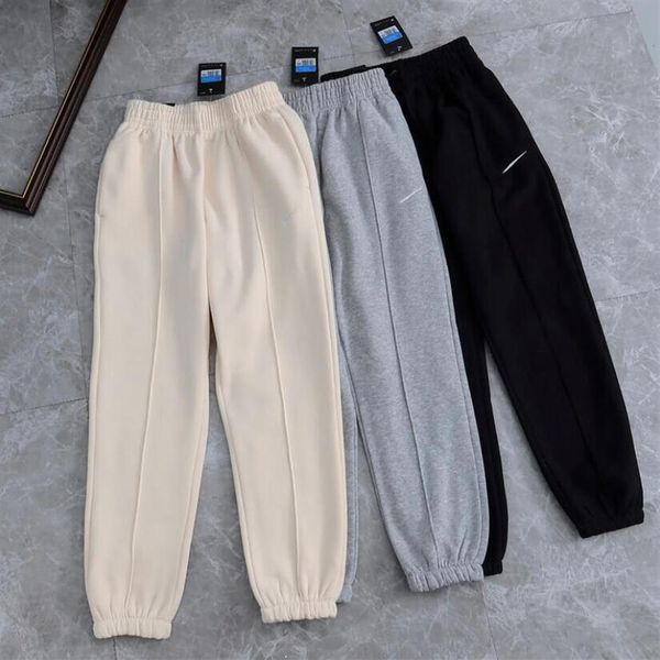 Calças de flanela masculinas femininas calças esportivas casuais engrossadas térmicas calças de pé impressão para marca motocicleta calça nk embr229m