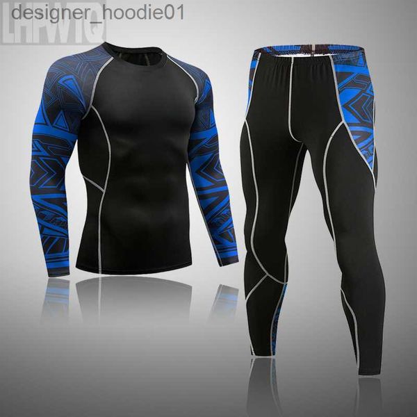 Mens Thermal Underwear Mens Roupas Compressão Homens Camiseta Leggings Rashgard Kit Mangas Compridas Top para Fitness Homem Tracksuit Conjuntos de Roupa Interior Térmica LJ201008 L2309