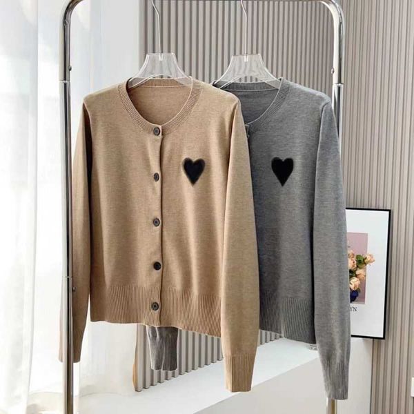 Amor bordado organza lã cashmere malha cardigan 2023 outono nova tendência estilo ocidental simples e versátil