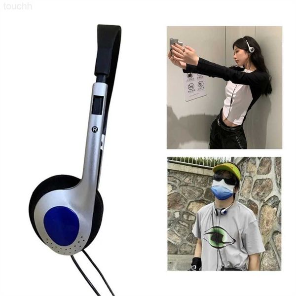 Handy-Kopfhörer, Y2K-Persönlichkeitskopfhörer, Retro-Millennium-Wind-Headset, blau, schwarz, modisches Headset über Ohr-Ohrhörer, 3,5 mm, L230914