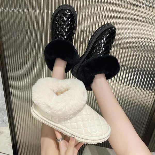 Stivali 2023 Pelliccia invernale integrata Neve Peluche da donna Spessa Versione coreana Scarpe versatili in cotone caldo con fondo piatto