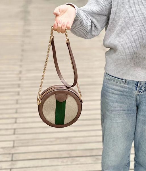 Lüks Tasarımcı Yuvarlak Çanta Cowhide Crossbody Çantalar Kozmetik Çantalar Çanta Kadın Telefon Kamera Tote Makyaj Çantası Mini Çanta Tuval Omuz Çantası