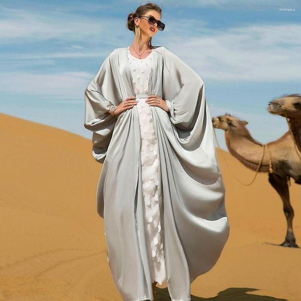 Ethnische Kleidung Ramadan Muslimische Sets für Frauen Eid Arbic Langarm offenes Abaya-Kleid Islmaic Türkei Jalabiya Marocain Kleidung Marokkanisch