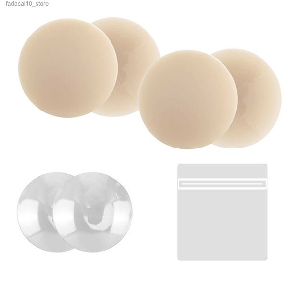 Cuscinetto per il seno 2 paia Copricapezzoli Adesivo in silicone Fodera per reggiseno per le donne Cuscinetti per il seno riutilizzabili Adesivo per il petto invisibile Inserto No-Show Q230914