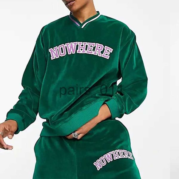 Erkek Hoodies Sweatshirts Sıcak Stil Erkek Trailtsuits V Boyun Sweatshirt Cepleri Pantolon Takım Takım Kış Günlük Erkek Kıyafet Moda Sonbahar Polar İki Parça Set X091