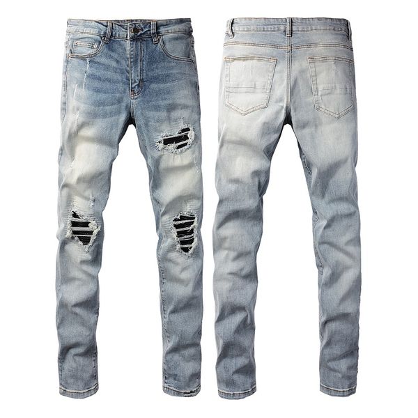 Blue Jeans Hosen Schlanker Fit Männer bemalte Hip Hop Stretch gerissene Männer Skinny Denim Pant Mens Casual Hosen große Größe 28-40 US-Größe 6667