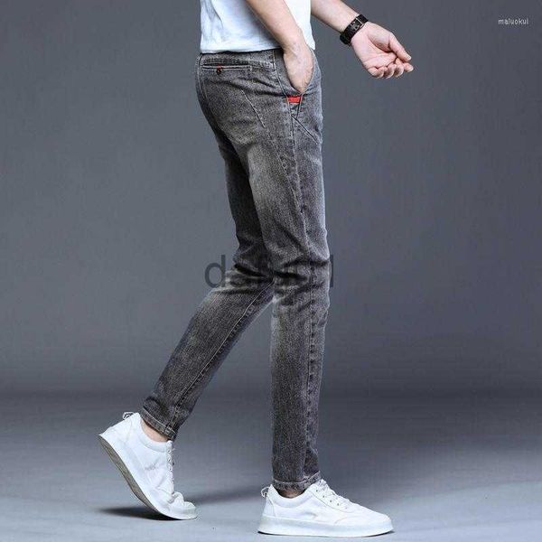 Jeans da uomo Jeans da uomo Primavera Autunno Denim lucido lavato Uomo Stretch Grigio Moda coreana Lusso Slim Abbigliamento da lavoro Abbigliamento da uomo Hip-hop Pa2994 x0914