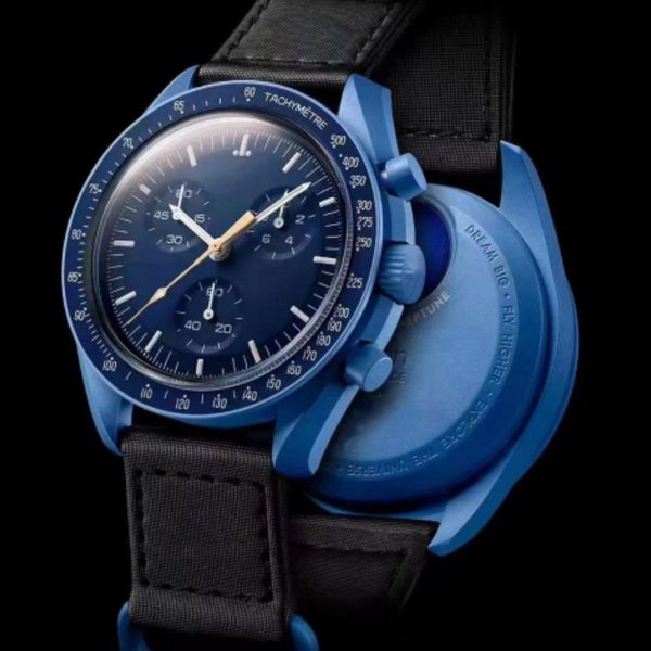 Orologio da uomo moonswatch movimento nettuno orologio Jupiter missione al mercurio cinturino in nylon di lusso da 42 mm orologio da polso Planet Montre Master con scatola