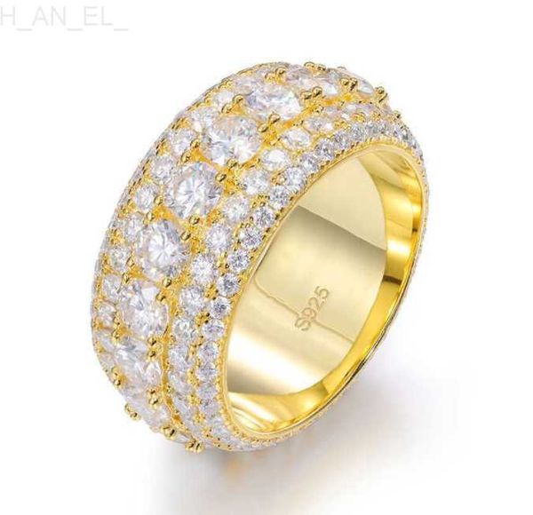 Anel Solitaire Popular Pass Diamond Tester Anel Masculino 925 Prata Ouro Branco Moisanite Eterno Iced Hip Hop Anel L230915