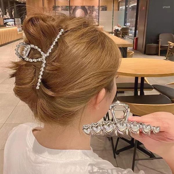 Fermagli per capelli esagerazione euroamericana perline di colore metallizzato per accessori da donna adatti all'uso quotidiano eleganza regalo per le vacanze gioielli