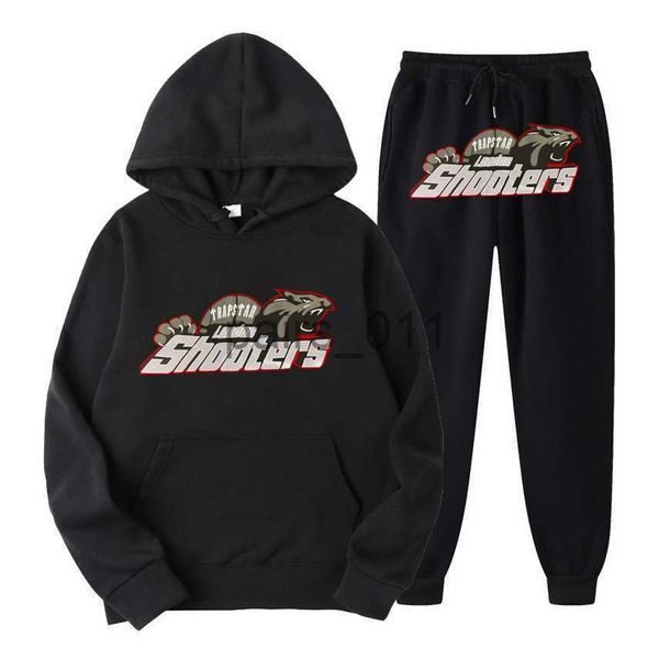 Herren-Kapuzenpullover, Sweatshirts, Faden unten am Saum, Herren- und Damen-Freizeitsport-Set, Trapstar, roter schwarzer Tigerkopf-Pullover, Schutzhose x0914